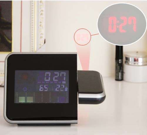 DIGITAL LCD ALARM CLOCK WEATHER STATION PROJECTION CLOCK CALENDAR