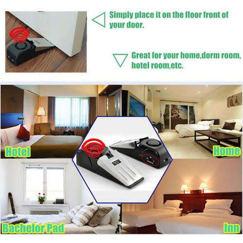 WIRELESS VIBRATION TRIGGERED ALERT SECURITY SYSTEM DOOR STOP BLOCKING ALARM