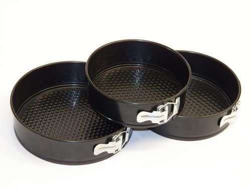 3PCS /SET ROUND SHAPE DROP BOTTOM CAKE PAN NON-STICK METAL CAKE MOULD 218 BLACK