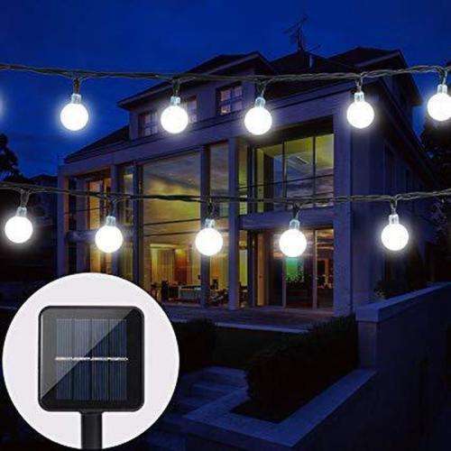 20 SOLAR MINI GLOBE FAIRY LIGHTS ON A STRING