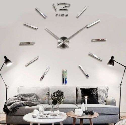 STUNNING 3D WALL MIRRORED CLOCK LARGE