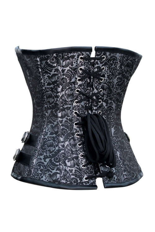 Magnificient Steel Boned Steampunk Corset with Back Lace-up, Studded Cups