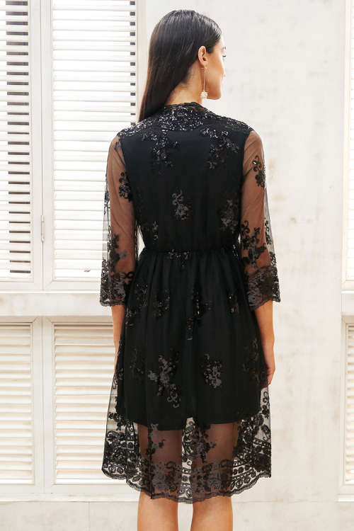 V neck long sleeve sequin party dresses women Sexy mesh streetwear christmas midi dress female 2018