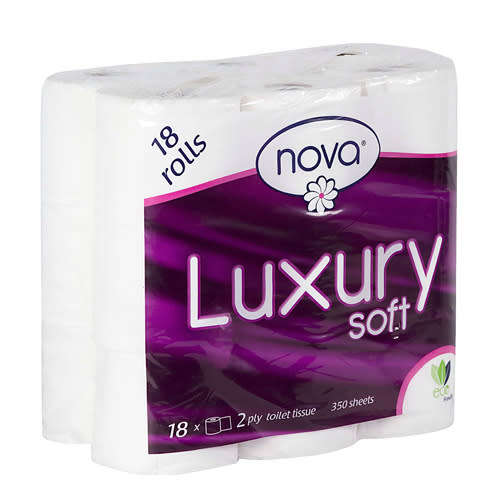 Nova 2 Ply Toilet Paper, 350 Sheets, 18 Rolls