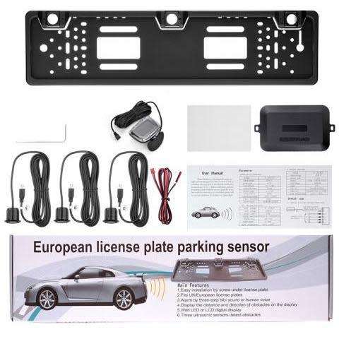 European License plate parking sensor and parking distance control