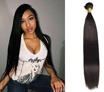 SAGA Natural Straight Remy Hair 3 Bundle with Closure