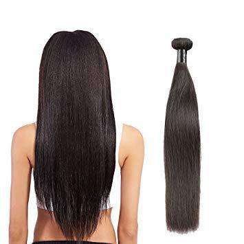 SAGA Natural Straight Remy Hair 3 Bundle with Closure