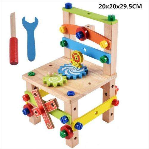 Multi Function Wooden Chair with tools