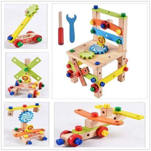Multi Function Wooden Chair with tools
