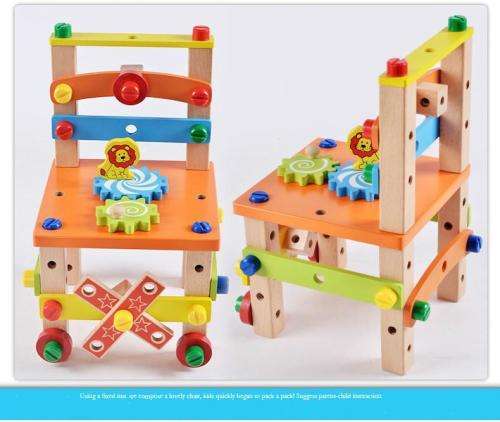 Multi Function Wooden Chair with tools