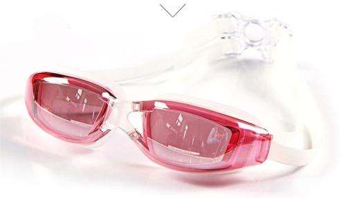 YUKE Anti-Fog UV Protect Swimming Goggles With Swim Cap - Pink (SPH -2.5)