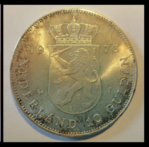 Crazy R1 Start! Netherlands : SILVER CROWN-sized 10-Gulden of 1973
