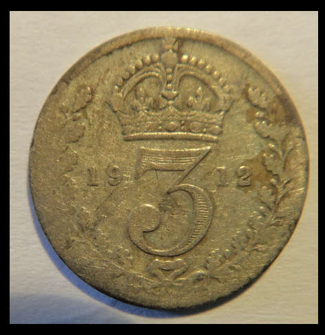 Crazy R1 Start! Great Britain, SILVER Three Pence of 1912