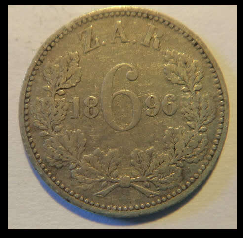 Crazy R1 Start! Sterling SILVER Paul Kruger Sixpence of  1896