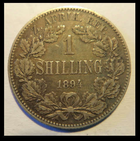 Crazy R1 Start! Paul Kruger SILVER Z.A.R. One Shilling of 1894