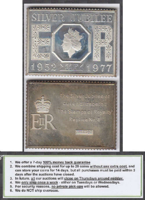 Crazy R1 Start! STERLING SILVER MEDAL, Stamps of Royalty, QE II, 10 Pence (25.5 grams)