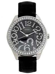 *** GUESS BLACK LADIES QUIZ WATCH WITH LEATHER BAND - G76030L*** 100% AUTHENTIC!!! ***