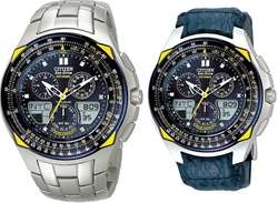 CITIZEN ECO DRIVE PROMASTER SKYHAWK BLUE ANGELS WATCH JR3090-58L+LEATHER