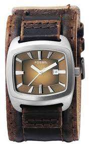 *** FOSSIL BROWN LEATHER CUFF MENS WATCH - JR9156 *** BRAND NEW, 100% AUTHENTIC ***