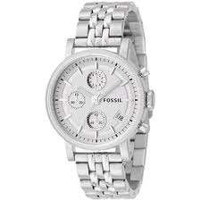 *** FOSSIL SILVER BOYFRIEND CHRONOGRAPH LADIES WATCH - ES2198 *** BRAND NEW *** FREE SHIPPING ***