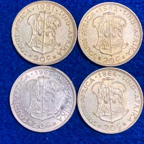 Republic of South Africa First decimal - Series 1961 to 1964  20 c - EF - 3 sets available