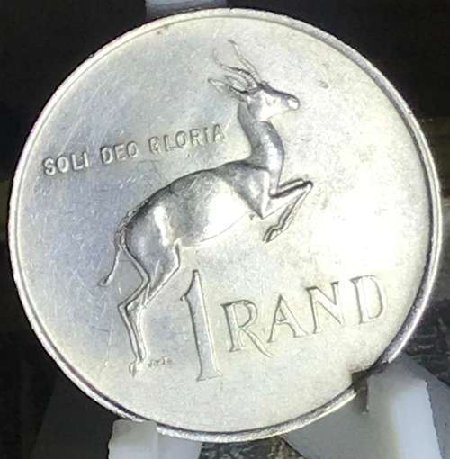 1967 ONE RAND (SILVER R1) SOUTH AFRICA (AFRIKAANS) UNC FULL DETAIL IN CAPTULE
