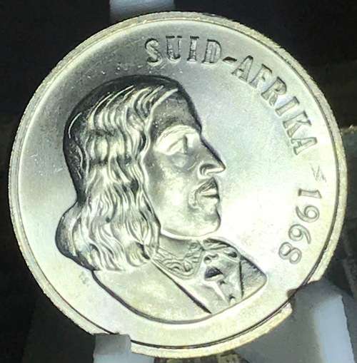 1968 ONE RAND (SILVER R1) SOUTH AFRICA (AFRIKAANS) A/U FULL DETAIL IN CAPTULE