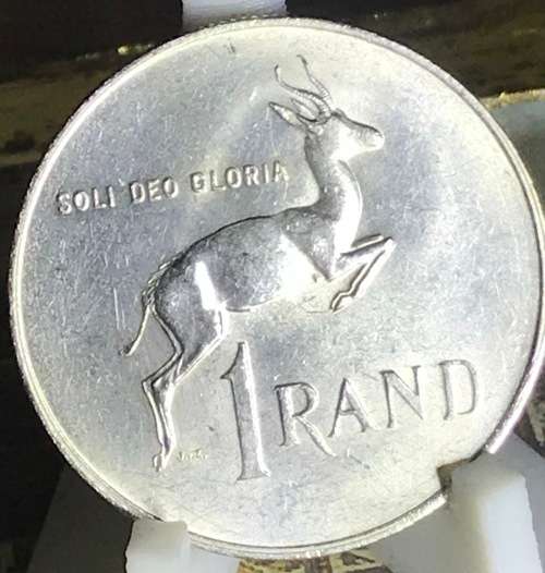 1968 ONE RAND (SILVER R1) SOUTH AFRICA (AFRIKAANS) A/U FULL DETAIL IN CAPTULE