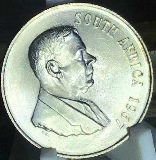 1967 ONE RAND (SILVER R1) SOUTH AFRICA (ENG) A/U FULL DETAIL
