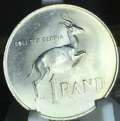 1967 ONE RAND (SILVER R1) SOUTH AFRICA (ENG) UNC TONING ON COIN  FULL DETAIL