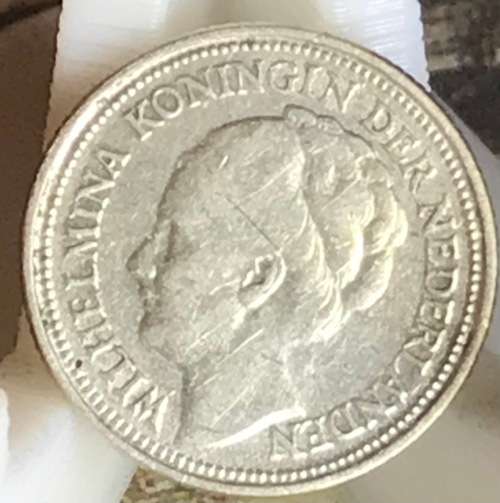 1936 TEN CENT (SILVER) NEDERLAND QUEEN WILHELMINA COIN FULL DETAIL