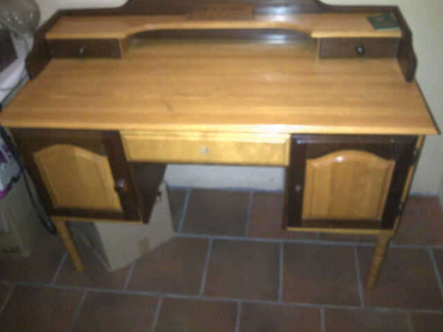 Solid yellow wood and imbuia desk