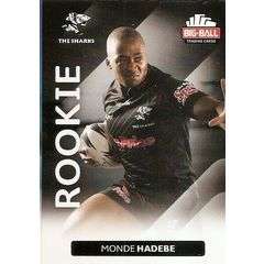 2012 Big Ball Rugby Trading card The Sharks Rookie Monde Hadebe 234