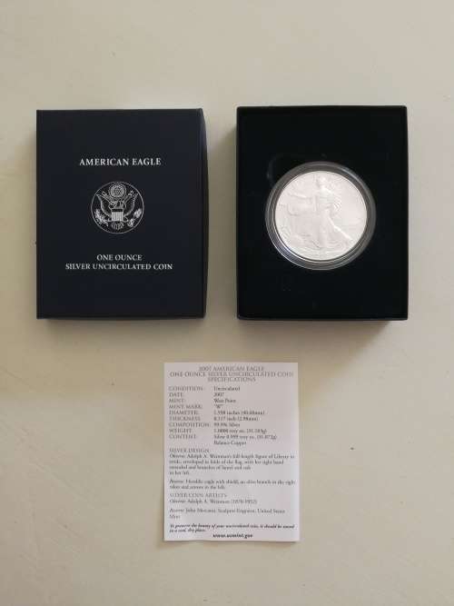 2007-W  American Eagle Silver Dollar Uncirculated (coin, collectible)