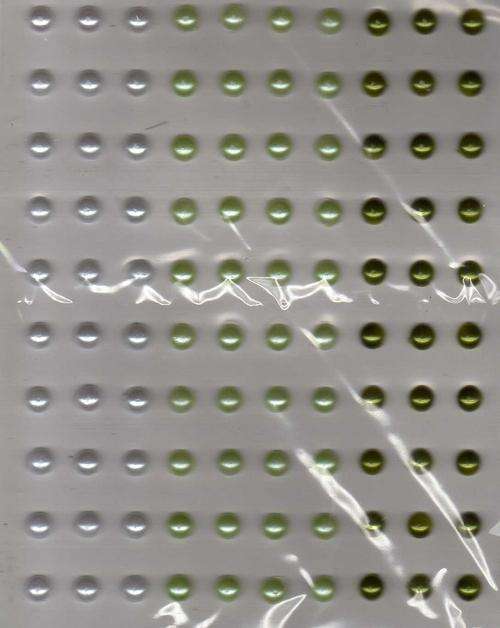 100 Piece Flat Back Sticky Pearls - Green