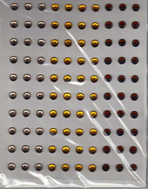 100 Sticky Back Gems - Light Gold, Gold and Brown