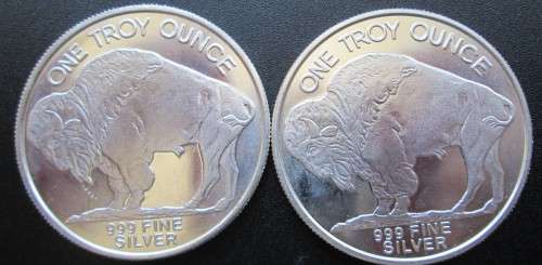 ( LOW START )...TWO .1oz PURE SILVER...BUFFALO ROUNDS..ONE BID FOR BOTH