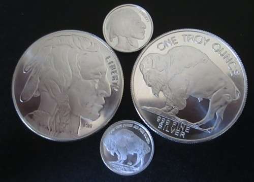 ( LOW START )  FOUR    PURE SILVER BUFFALO ROUNDS   ONE BID FOR ALL
