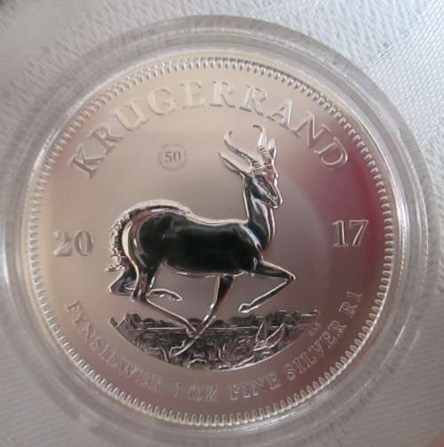 ( LOW START )   2017.. " MINTMARK ". . 1oz...999.9%  ..PURE SILVER KRUGERRAND