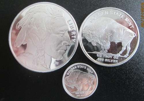 (  LOW START ) THREE..BUFFALO / INDIAN HEAD..  999.9% PURE SOLID SILVER ROUNDS... BID PER SET