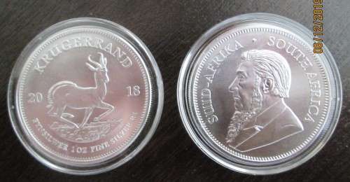 ( LOW START )...2018..  KRUGERRAND...1oz...999.9%  PURE SOLID SILVER COIN...