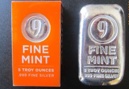 9FINE MINT'S    5oz    999.9% PURE SOLID SILVER      POCKET SIZE DUMPY  BAR