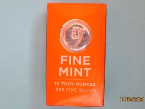 TEN TROY OUNCE     999.9%    PURE SOLID SILVER   DUMPY  BAR.....