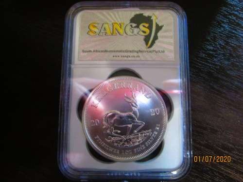 ( LOW START )   2020  TOP MINTSTATE GRADE "  MS69  " 1oz 999.9%  PURE SOLID SILVER KRUGERRAND