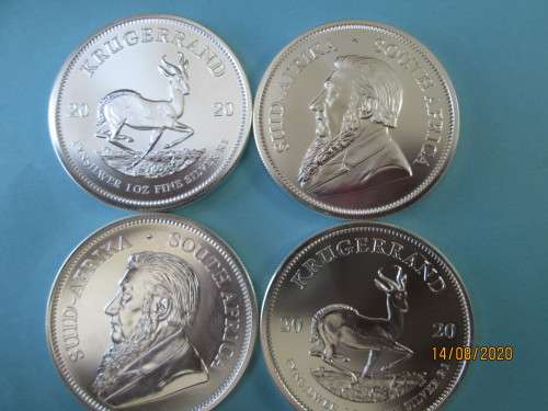 ( LOW START ) 2 X  2020   SILVER KRUGERRANDS   1oz   999.9%  PURE    ( ONE BID FOR BOTH ) ...