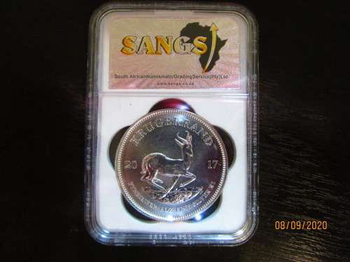( LOW START )  FIRST YEAR 2017  1oz  999.9%  SILVER KRUGERRAND   AN UNUSUAL GRADE  ? ?