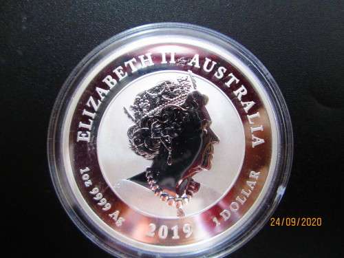 ( LOW START )  2019  RELEASE   ( DOUBLE DRAGON )   MINTMARKED  1oz  PURE SOLID SILVER