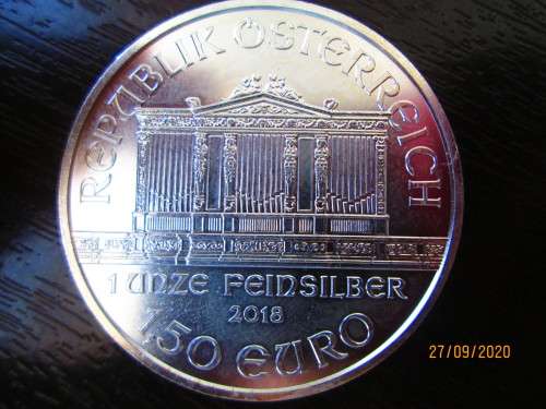 ( LOW START )  2018    WELL RECIEVED   ( AUSTRIAN PHILHARMONIC )   1oz  PURE SOLID SILVER