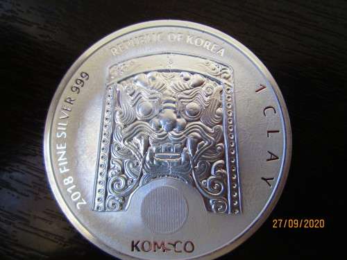 ( LOW START )  2018    ( KORIAN CHIWOO CHEONWANG )  1oz  PURE SOLID SILVER