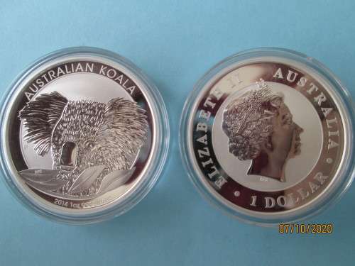 ( LOW START )   AUSTRALIAN  2014  (   KOALA BEAR )    " MINTMARK "  1oz  999.9%  PURE SILVER